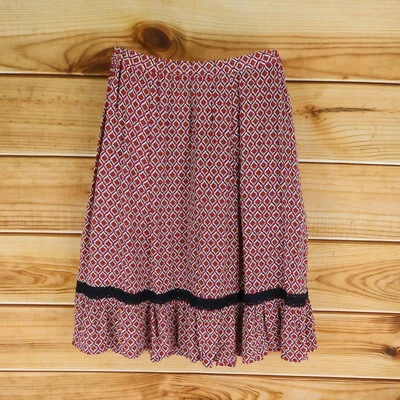 Jaclyn Smith A-Line Midi Skirt Womens Size S Red Floral Elastic Waist Pull-On Foto 1 de 4