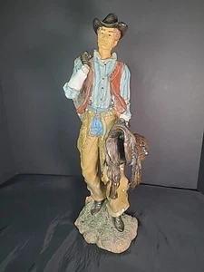 Montana Cowboy 18" Western Man in Boots Saddle Resin VTG ***SEE DESCRIPTION - Picture 1 of 23