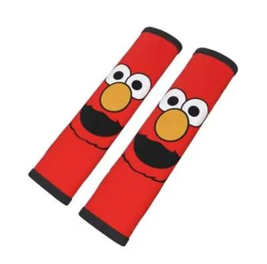 2x Car seat belt covers featuring Elmo with red background - Picture 1 of 5