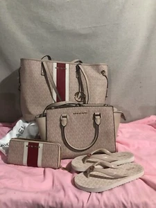 MICHAEL KORS BLUSH LOGO HANDBAGS SET - Picture 1 of 15
