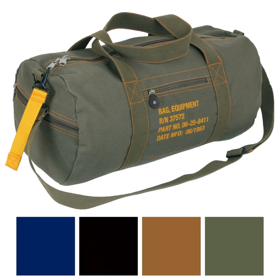 Rothco Cotton Canvas Travel Equipment Flight Carry Duffle Stamped Shoulder Bag - Image 1 of 1