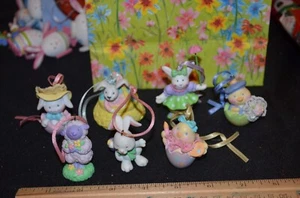 Lot of 7 Cute Easter Ornaments bunnies Chicks - Picture 1 of 11