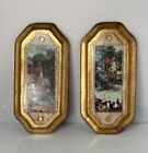 2 vintage włoskie florenckie złote pozłacane tablice ścienne obrazy sztuka odzież włoska