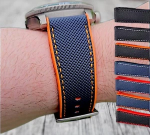Elite Hybrid FKM Rubber Sailcloth Divers Watch Strap Band Two Piece 20 21 22 mm - Picture 1 of 94