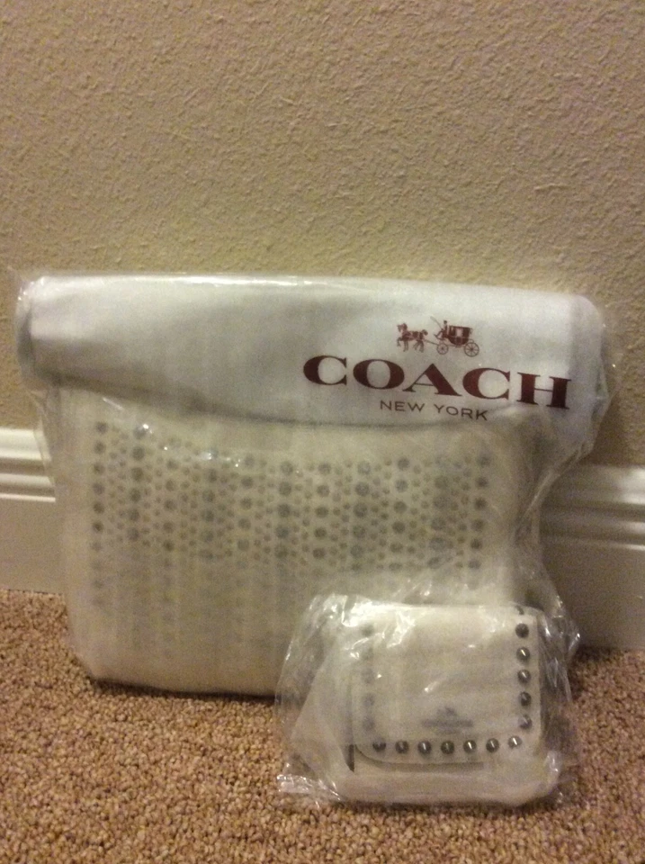 Coach 37036 Chelsea All Over Studs Leather Shoulder Crossbody Bag Chalk