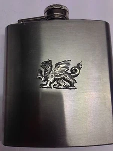 Welsh Dragon PP-G51 English Pewter 6oz Stainless Steel Hip Flask  - Picture 1 of 1