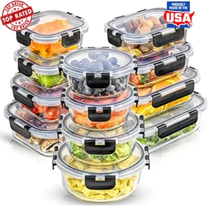 Glass Food Storage Containers 24pc Set Airtight Lids Pantry Kitchen Meal Prep US - Picture 1 of 7