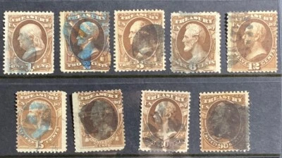United States Treasury Stamps SC#O72\O82 USED. F VF Cancels Varied. - Image 1 of 3
