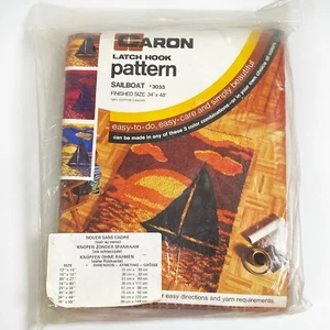 Vintage Caron Latch Hook Rug Pattern SAILBOAT 34x48 Customizable 1970s MCM - Picture 1 of 3