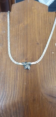 Argento COLLANA DONNA CON fiore RIGIDO ARGENTO COLIER GIROCOLLO - Immagine 1 di 4