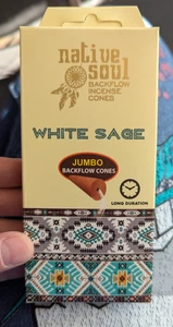 Native Soul Jumbo Backflow Incense Cones Single Pack Scent White Sage 8 Cones - Picture 1 of 6