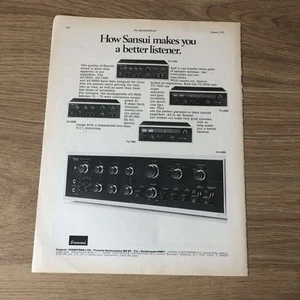 FRAMED MAGAZINE ADVERT 11X8 SANSUI AU-9500 AMPLIFIER - Picture 1 of 1