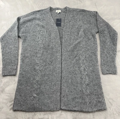 Cárdigan Lucky Brand Mujer Grande Gris Frente Abierto Cable Tejido Transpirable Suéter Foto 1 de 4