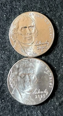2025  P &D Jefferson Nickel 5¢ cent -  Set of 2 Circulated #2 - Image 1 of 2