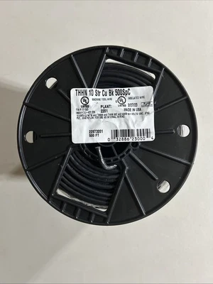 Alambre para máquina herramienta Southwire THHN THWN 10 AWG 600V 19 hilos 500' negro NUEVO EE. UU. Foto 1 de 4