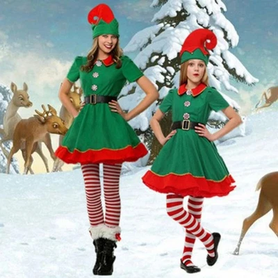 Women's Elf Cosplay Costume Full Set Christmas Party Adults Xmas Santas Outfit