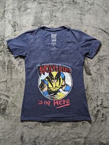 Mighty Fine Marvel V Neck Shirt Women's Size Medium Gray Wolverine Is My Hero