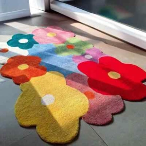 Multicolor Handmade Tufted Floral Wool Area Rug for Kids Room, Nursery Modern - Picture 1 of 11