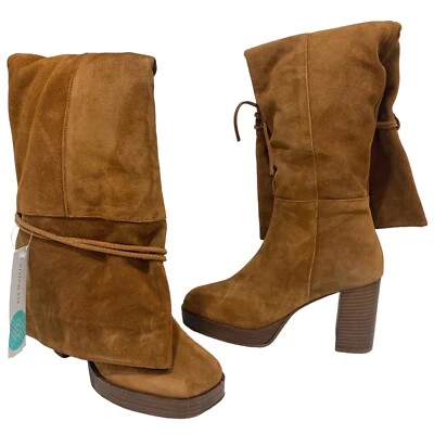 Free People | Сапоги выше колена коричневая кожа эхо платформа квадратный носок - 6 36,5 - Изображение 1 из 4