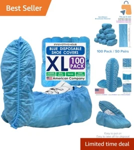 100 Pack XL Blue Non-Slip Disposable Shoe Covers for Home & Professional Use - Picture 1 of 9