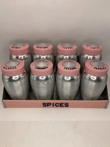 Vintage Mid Century Kromex PINK Spice Jars With Rack MCM Mod - Picture 1 of 23