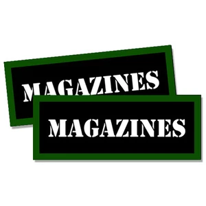MAGAZINES Ammo Can Stickers 2x Ammunition Gun Case Labels Decals 2 pack - Picture 1 of 2