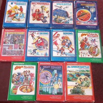 Mattel Intellivision 12 Boxed Video Game Lot NFL MLB Astrosmash Boxing Skiing - Image 1 of 4