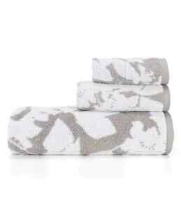 NEW! Ralph Lauren Sanders Floral Pewter 3 Pc Bath & Hand Towel & Washcloth Set