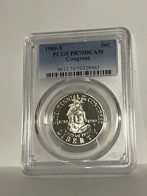 1989 S PR70 Congress Bicentennial Commemorative Half Dollar PCGS * - Image 1 of 2
