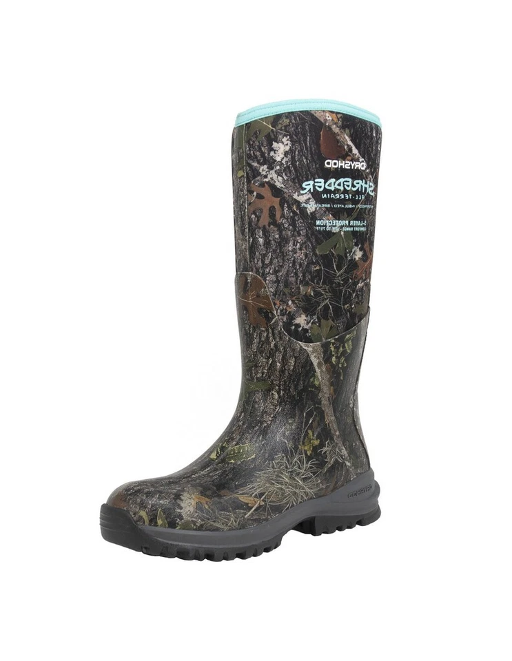 Dryshod Women's Shredder MXT Camo/Turquois Size 9 Boot SHX-WH-CM-W09