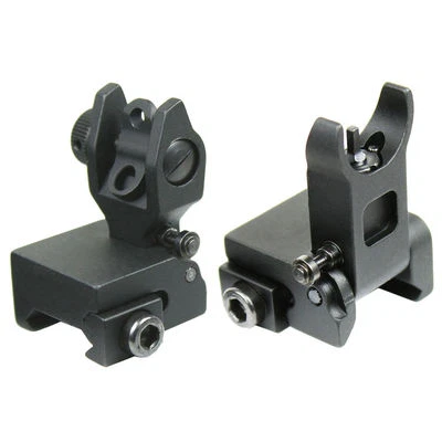 Premium Mil Spec Flip up Front Rear Iron Sight Set Fits Picatinny Rails Flattop - Image 1 of 4