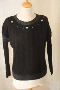 LES FEES DU VENT - Pull Nymphea noir et argenté taille L neuf - Imagen 1 de 1