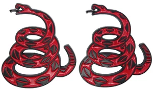 2x Gadsden Rattlesnake Emblem Badge Decal (Red/Black) - Picture 1 of 10