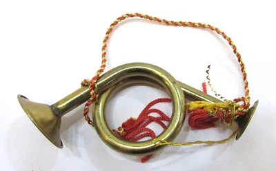 Vintage Solid Brass 4" French Horn Trumpet Bugle Hanging Christmas Decoration - Image 1 of 2