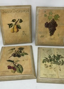 Decoración de cocina arte de pared conjunto de 4 placas de uva de fruta limón madera jardín cresta NUEVO - Imagen 1 de 4