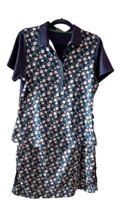 Callaway GOLF Women's XL 2 pc Skirt-Skort Top Set Shamrocks Navy Green Athletic - Picture 1 of 21
