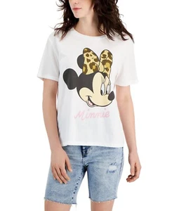 Disney Juniors’ Minnie Leopard T-Shirt, White, XL - Picture 1 of 1