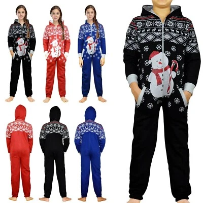 Kids Novelty Christmas 1Onesie One Piece Fleece Santa Snowman Jumpsuit - image 1 of 2