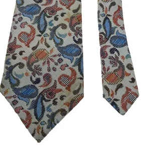 Corbata de Cuello 57" x 4" Ancho Tejida Gris Multicolor Paisley Lino De Colección - Imagen 1 de 7