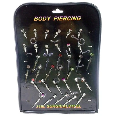 Lotti stock da 34pz Finti Dilatatori Coni Acciaio STRASS lobi Piercing Orecchini - Immagine 1 di 4