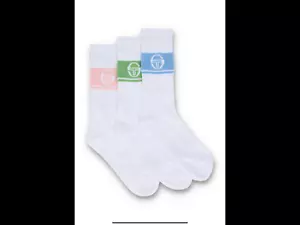 Sergio Tacchini / John Mcenroe 3 Pares De Blanco Tenis Calcetines - 2X Opciones - Imagen 1 de 15