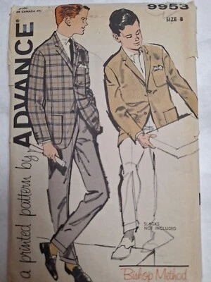 Jacket Sports Blazer Boys 8 Advance 9953 Sewing Pattern VTG Bishop Church Event - Image 1 of 4