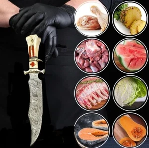 Handmade Damascus Bowie Knife – Custom Forged Blade with Sheath - Bild 1 von 3