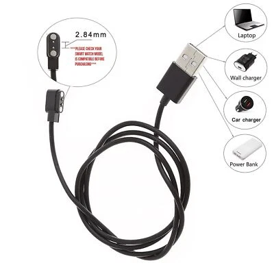 2.84mm Magnetic Charger Charging Cable 2Pin Distance For Smart Plug Watch 80cm - Image 1 of 4