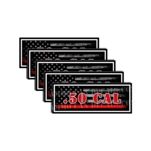 .50 Cal Ammo Can Decal Ammunition Box Sticker Red Line American Flag - 5 Pack - Picture 1 of 2