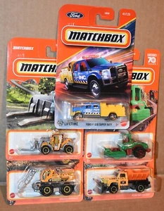 Matchbox 5 Pack CONSTRUCTION SET ROAD ROLLER, PLOW MASTER, GROUND GRABBER NEW - Picture 1 of 4