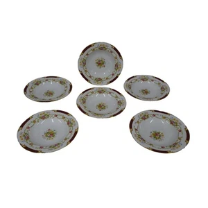 Set 6 Shelley Dubarry Maroon 13395 8" Round Rim Soup Bowls Bone China England - Picture 1 of 20