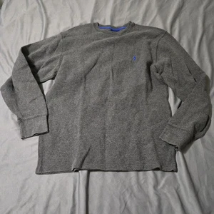 Polo Ralph Lauren Sleep Shirt Men’s Large Gray Pajama Thermal Waffle Blue Pony - Picture 1 of 4