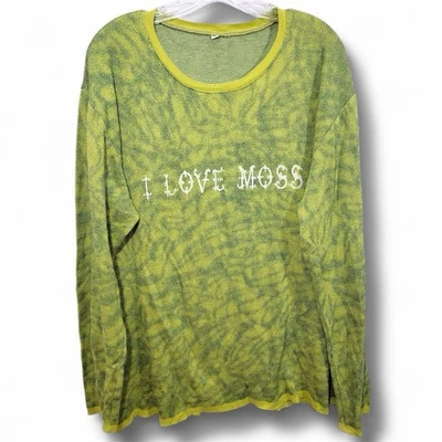 I LOVE MOSS green sweater unisex XL Outdoor Nature Woods Hiking Cottage Core - Image 1 of 3