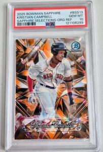 2025 Bowman Kristian Campbell Sapphire Selections Orange Refractor #/25 PSA GM - Picture 1 of 2